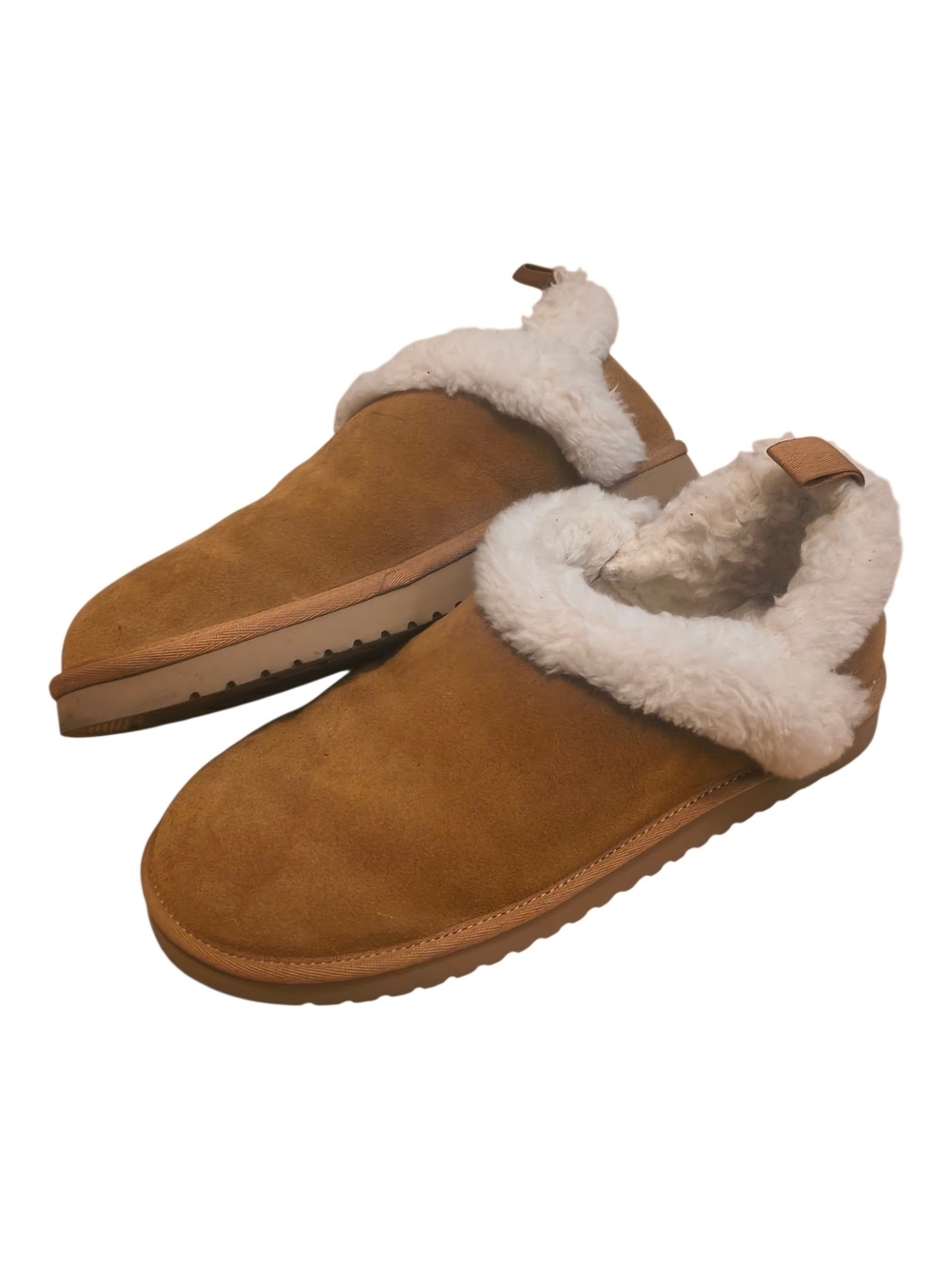 Koolaburra by UGG Advay Slippers Size 8 Chestnut Suede Faux Fur Lined Slip On
